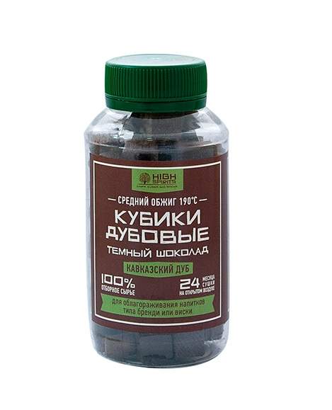 Кубики дубовые Кавказ скальный (сильный обжиг) Темный шоколад 80гр в баночке