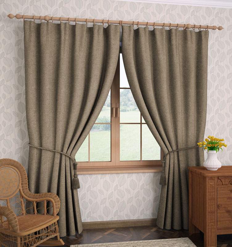 Штора  Портьерная  IN101-03 Жаккард Блэкаут  200х260  темно-беж,имитация льна (полиэстер)