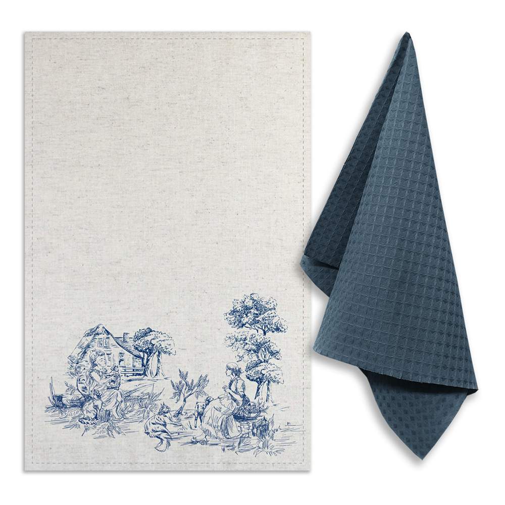 GRAND STIL Комплект полотенец Старинные истории (полулён 39х60см 1шт +вафля 35х60см 1шт) ЛВ-308