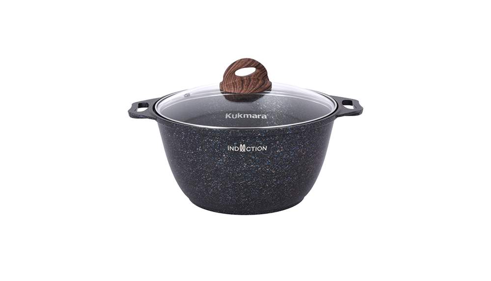 KUKMARA Кастрюля кгги32а 3л 24х12см АП Granit Ultra (blue) Индукция стеклянная крышка