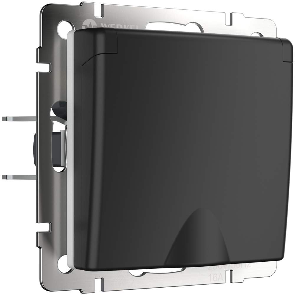 *Розетка  Frame влагозащ.с/з,шторками, чёрный мат.  WL08-SKGSС-01-IP44 / 310976 