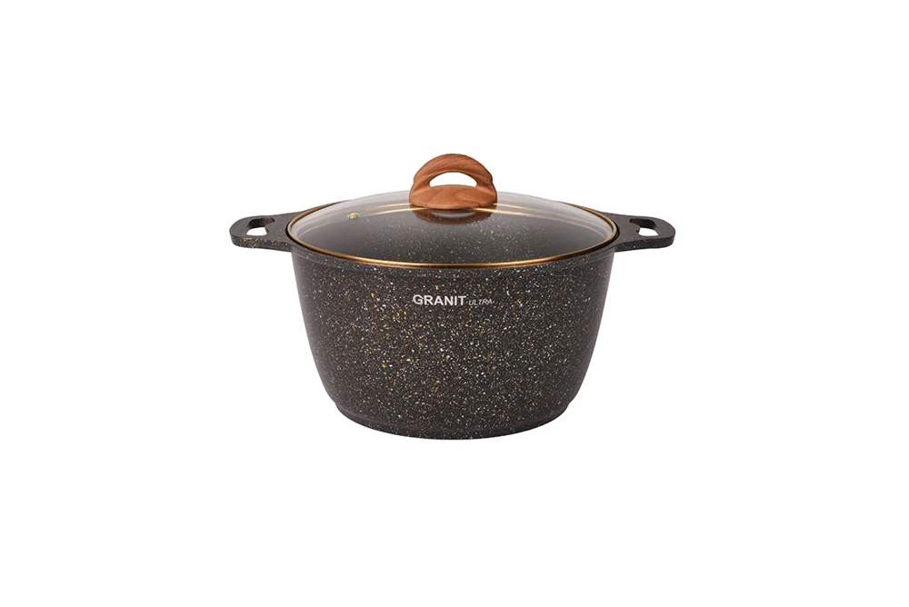 KUKMARA Кастрюля кгбг62а 6л 26х15,5см АП Granit Ultra (black-gold) стеклянная крышка