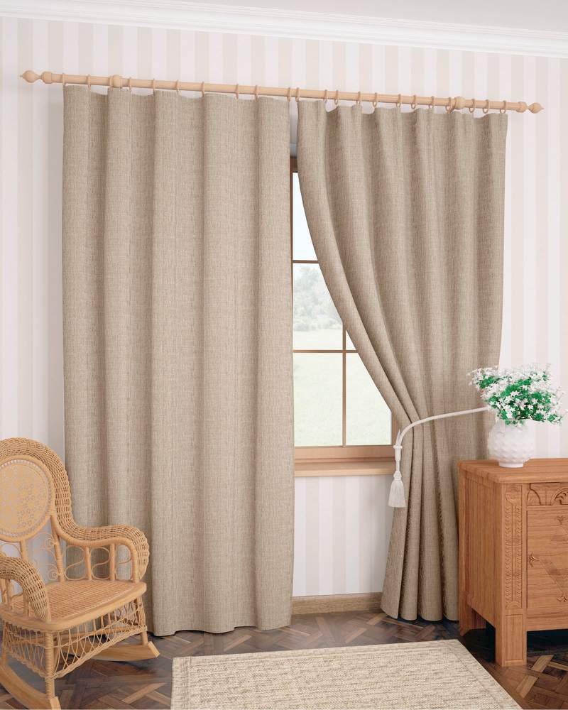 Штора  Портьерная  J804-02 Жаккард  145х260  коричневая,имитация льна (полиэстер)