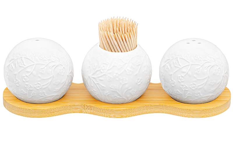 ELAN GALLERY Веточки-цветочки Набор д/специй 950296 3пр.на деревянной подставке