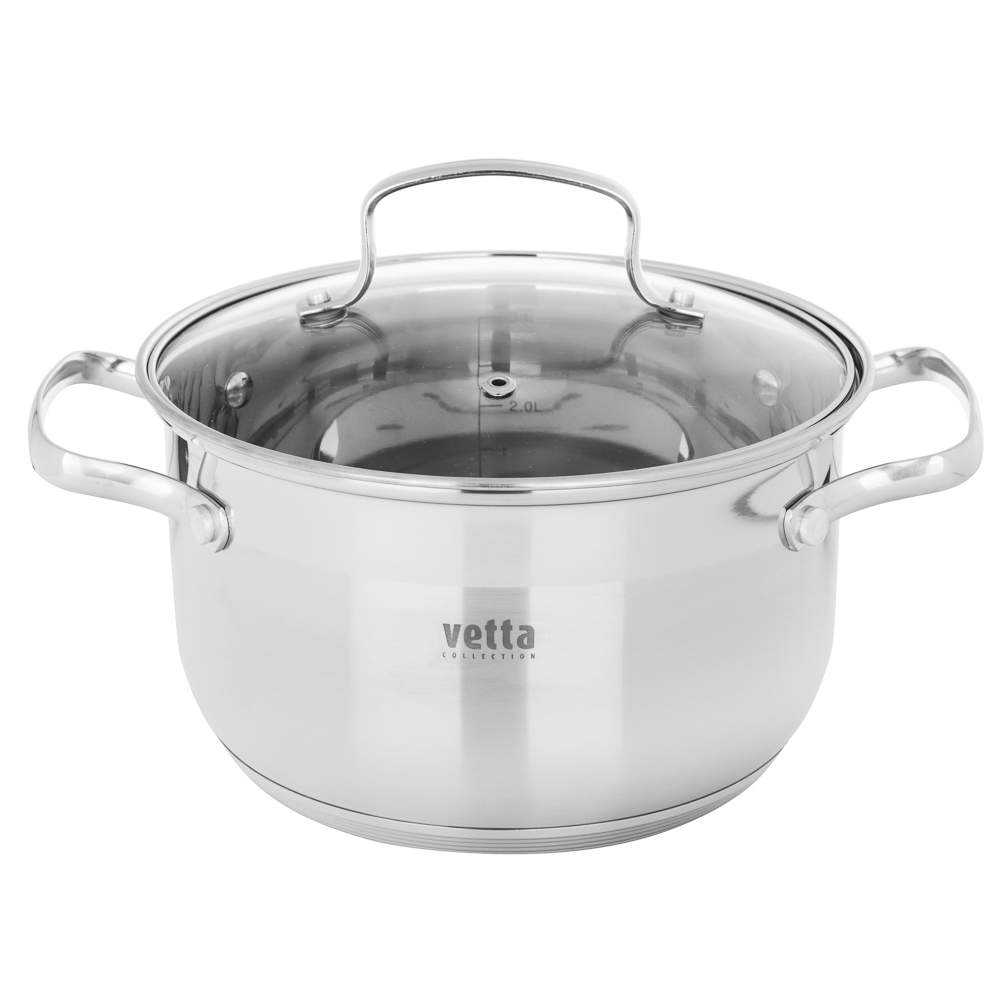 VETTA Берн Кастрюля 822-101 3500мл/20х12см с крышкой нерж.сталь индукция