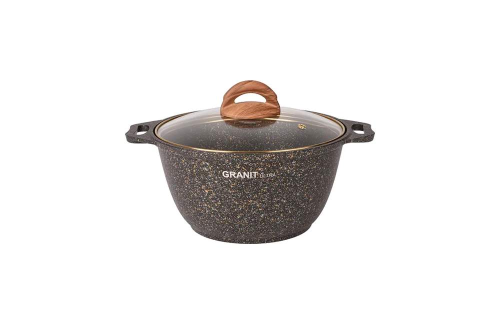 KUKMARA Кастрюля кгбг32а 3л 22х12,5см АП Granit Ultra (black-gold) стеклянная крышка