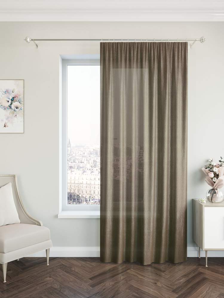 Штора  Портьерная  IJ99-06 Жаккард  200х260  коричневая