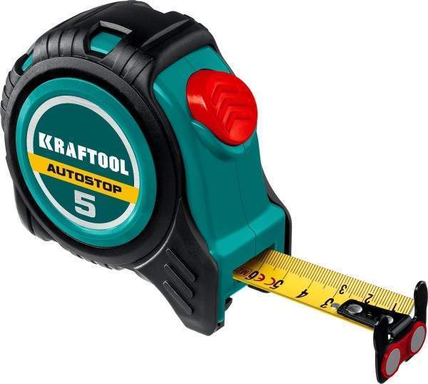 Рулетка KRAFTOOL AutoStop профессиональная с автостопом 5м/19мм 3412-5-19