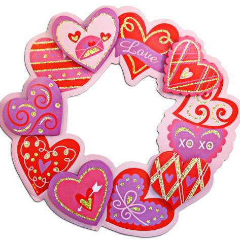 Панно-венок бумажное LOVE с сердечками 38х43см Ф-656/254435