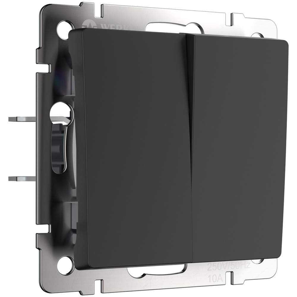 Выкл.  Frame 2-кл.проходной  чёрный мат.  WL08-SW-2G-2W  -  W1122008