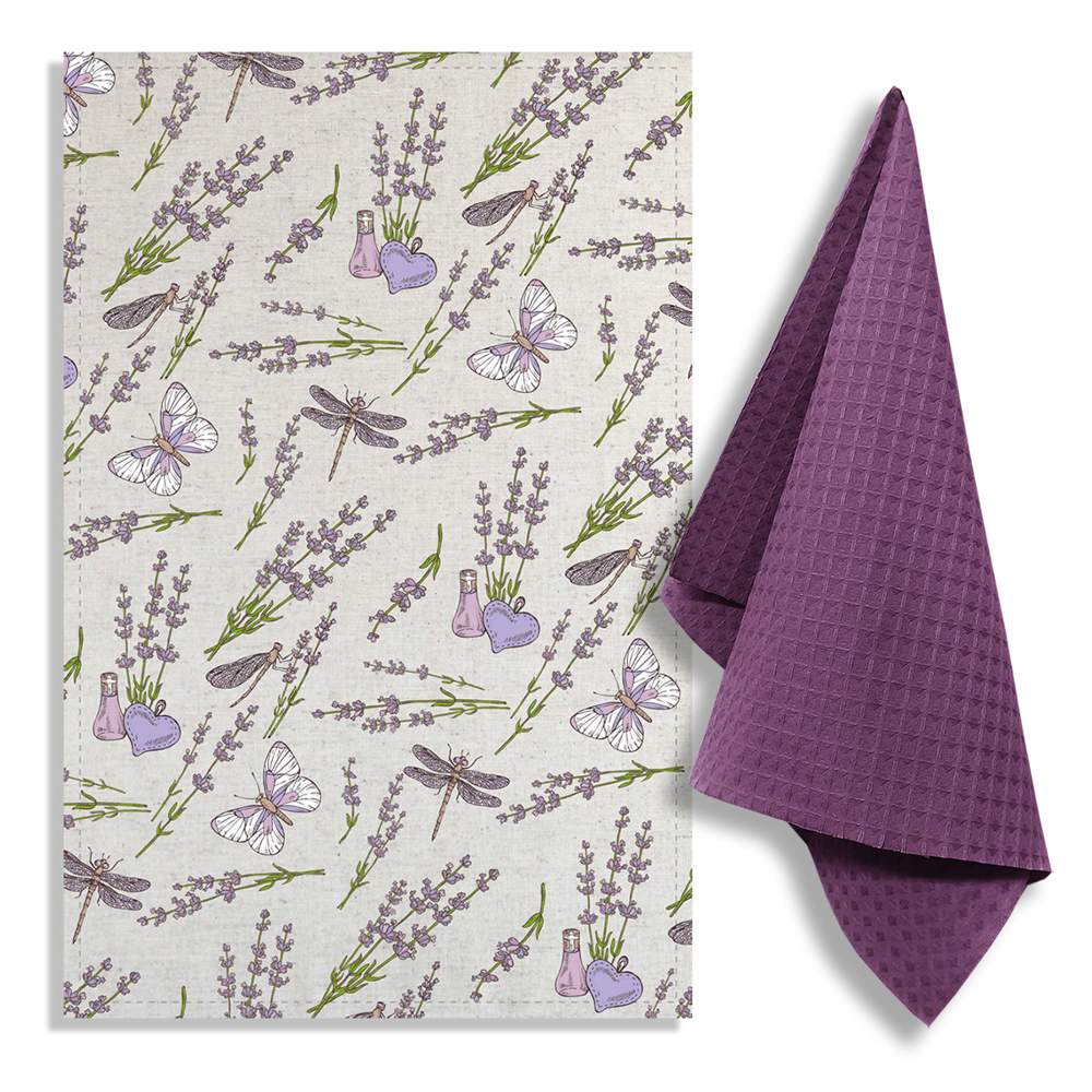 GRAND STIL Комплект полотенец Лавандовая поляна (полулён 39х60см 1шт +вафля 35х60см 1шт) ЛВ-308