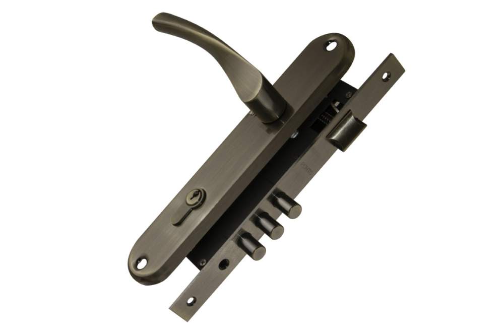 Замок врезной цил-й с защелкой,ручкой KIT P90 4585/3 CRONA AB бронза, 5к 