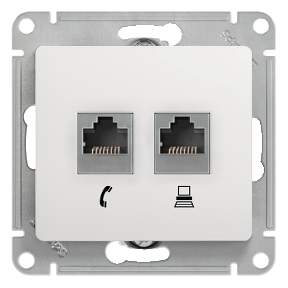 Розетка SE Glossa  Бел. 2-я  RJ11+ RJ45  кат.5Е SE GSL000185