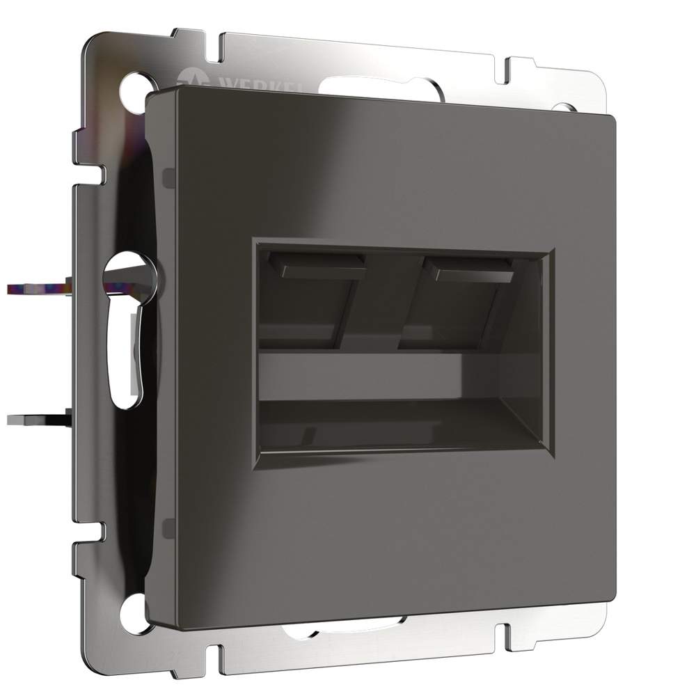 Розетка  Frame ТЛФ RJ-11 и Ethernet RJ-45   серо-коричн.  WL07-RJ-11+RJ45