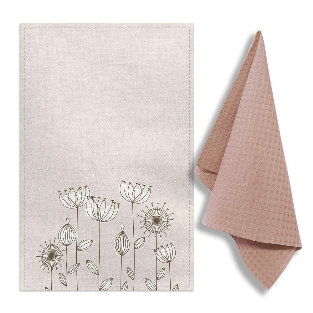 GRAND STIL Комплект полотенец Коробочки (полулён 39х60см 1шт +вафля 35х60см 1шт) ЛВ-308