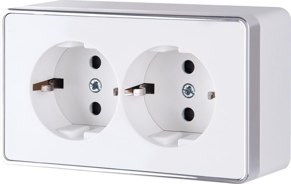 Розетка Werkel Gallant  2-я с/з  белая  WL15-02-03  -  W5072101