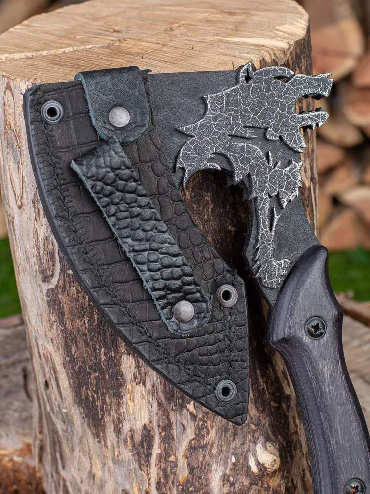 Чехол открытый  для топора "ТМР" черный нат. кожа