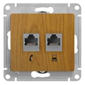 Розетка SE Glossa  Дерево Дуб  2-м СП  RJ11+RJ45 (комп.+ телеф.)  GSL000585  288570