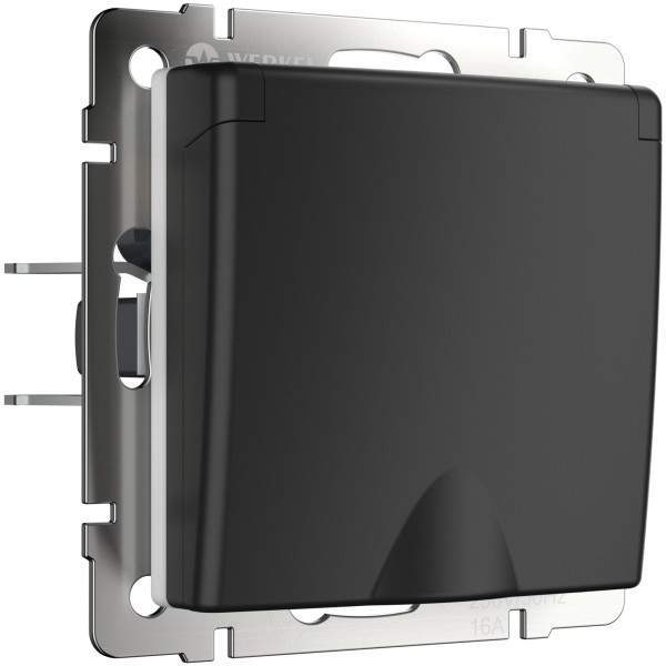 Розетка  Frame с/з,шторками с крышк. чёрный мат.  WL08-SKGS-01-IP44 - W1171208