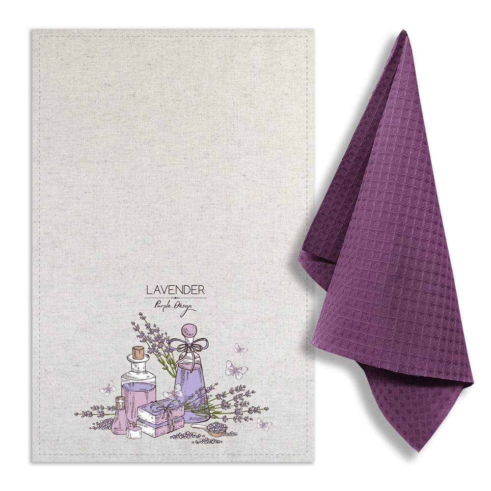 GRAND STIL Комплект полотенец Лавандовое масло (полулён 39х60см 1шт +вафля 35х60см 1шт) ЛВ-308