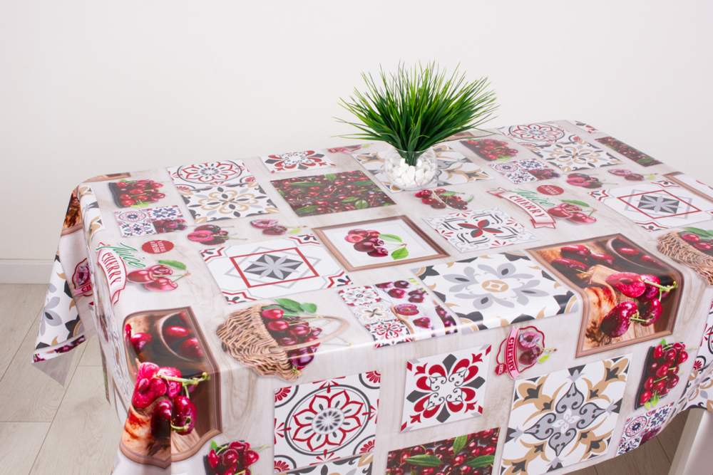 Клеенка ПВХ Miror Спелая черешня 140см нетканая основа Dasch GX-277A/15046