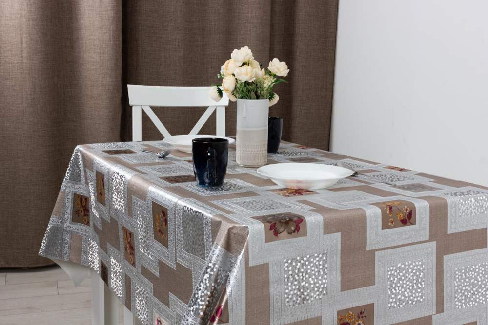 Клеенка ПВХ Аурум Колор Серебряная свадьба 137см тканевая основа BTRA-6019I1-S Dasch 12852