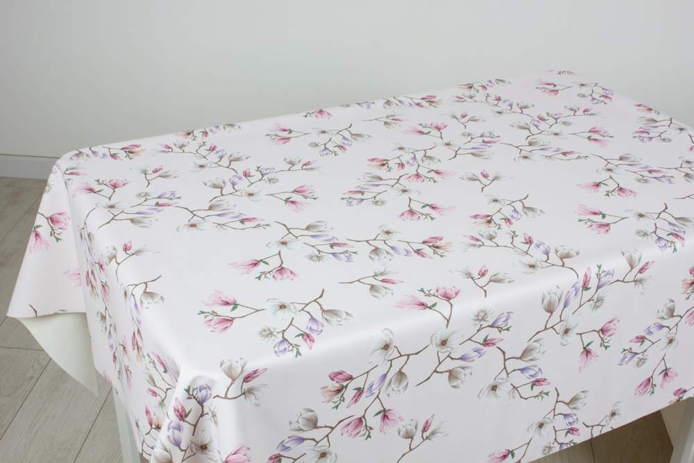 Клеенка ПВХ Baby Face Premium Цветы магнолии (пудра) 137см тканевая основа Dasch 16143