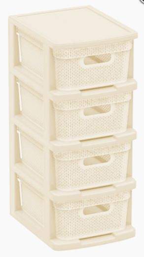 Комод 4-х секц. Плетенка  сливоч  BQ3796СЛК/324696