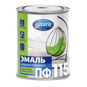 Эмаль ПФ-115 алкидная глянцевая черная RAL9005 1,8кг «LAZURIT» 