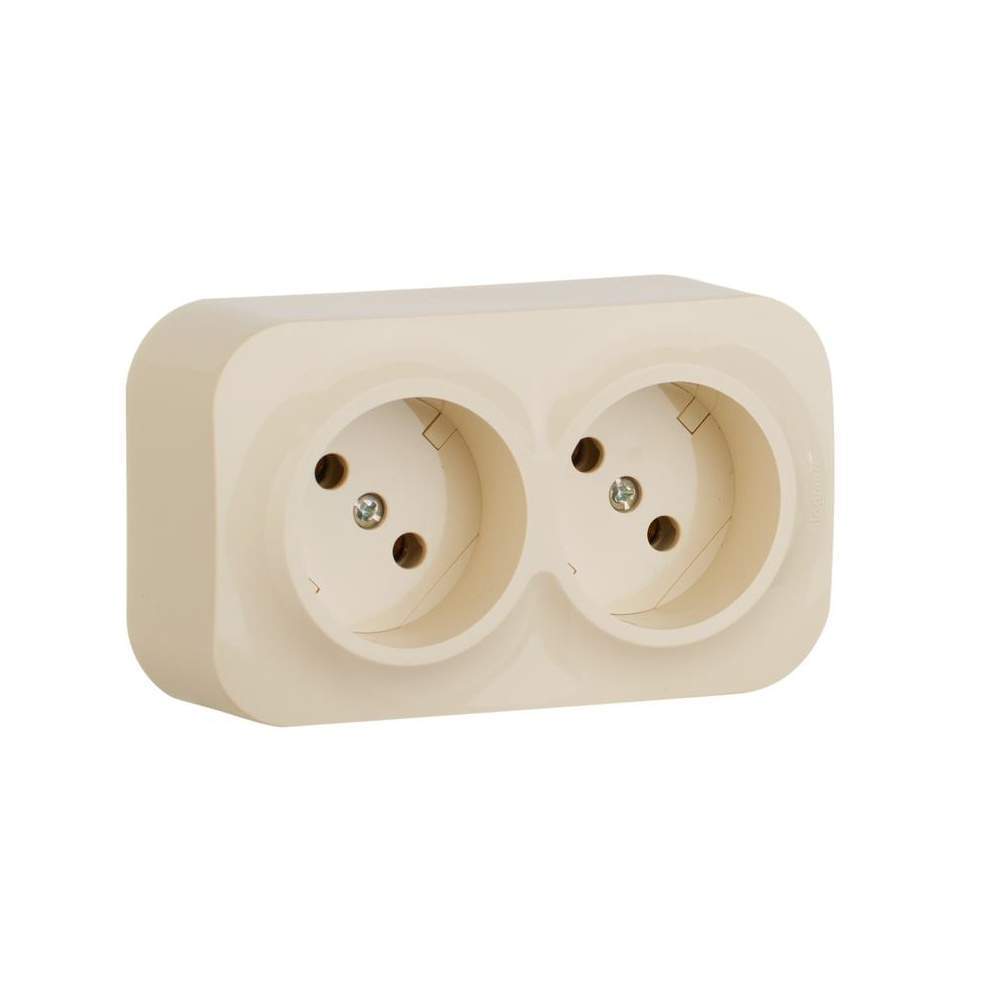 Розетка QUTEO 2-м ОП 16А IP20 250В 2х2P без  заземл. без защ.шторк. бежевый  782261