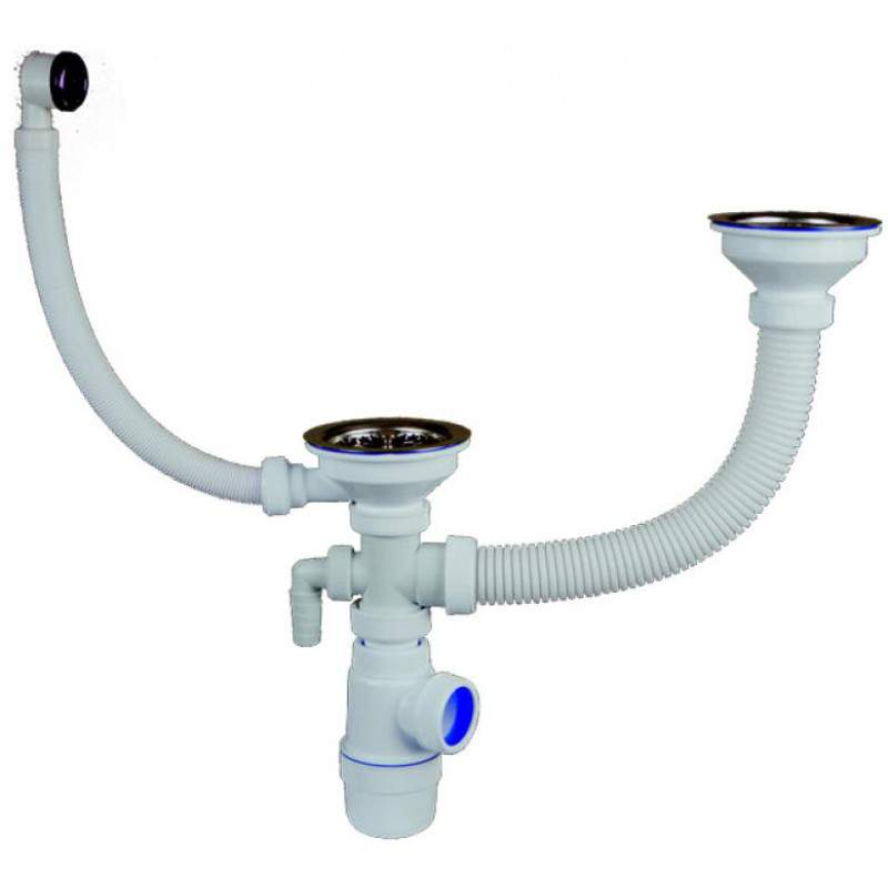 Сифон Элит д/2-ой разноур.мойки с нерж.чаш. D112мм д/стир.круг.перел. 3 1/2 Virplast 30986178