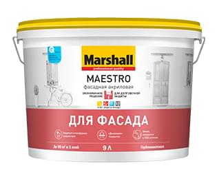 Краска Marshall / Masterline Maestro Фасадная акриловая гл.мат. BС 9л  5248875