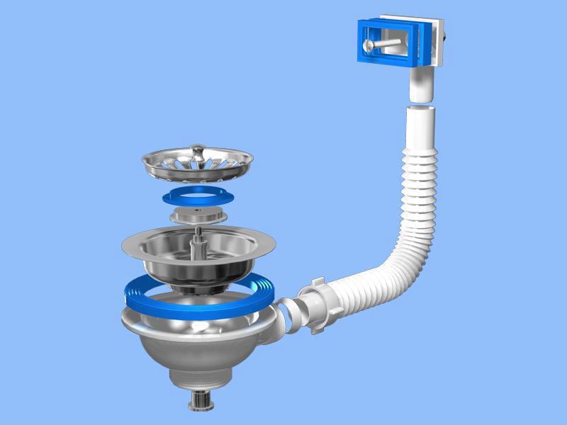 Перелив д/мойки Ани 3  1/2  d90 c прям/верт. корп.  N305