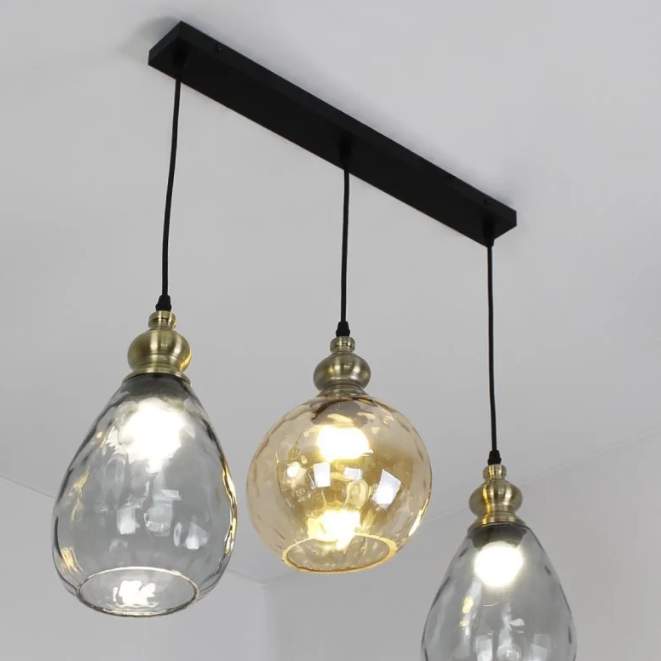 Светильник ZAR line 1R20V 3xE27-640х1100-Black/Gold/Clear-220-IP20