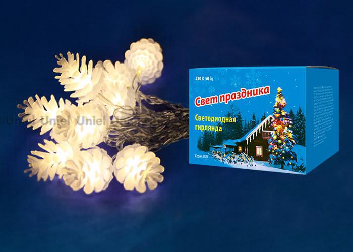 Гирлянда с/д ULD-S0280-020/DTA Warm White IP20 Pine Cones  2,8м  Шишки  09582