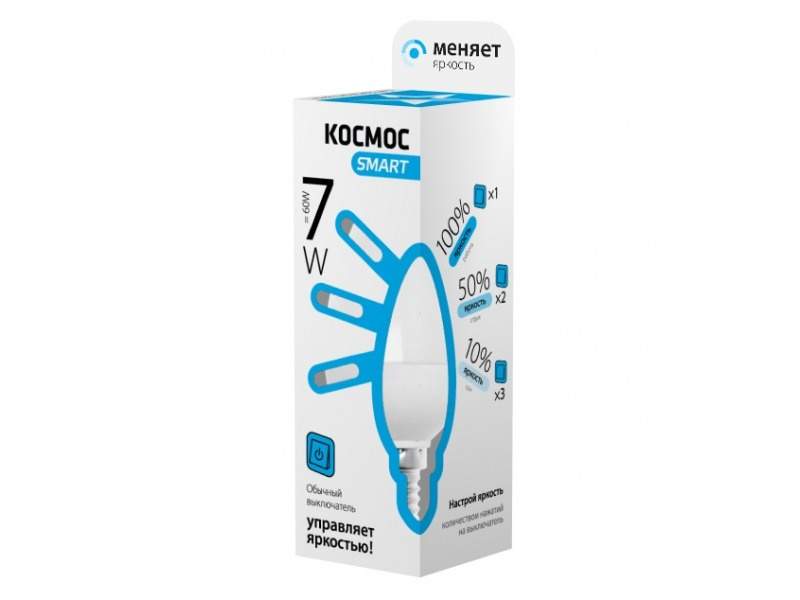 Лампа Космос Smart LEDSD7wCNE1445  7Вт 220B  E14 4500K  3ур.