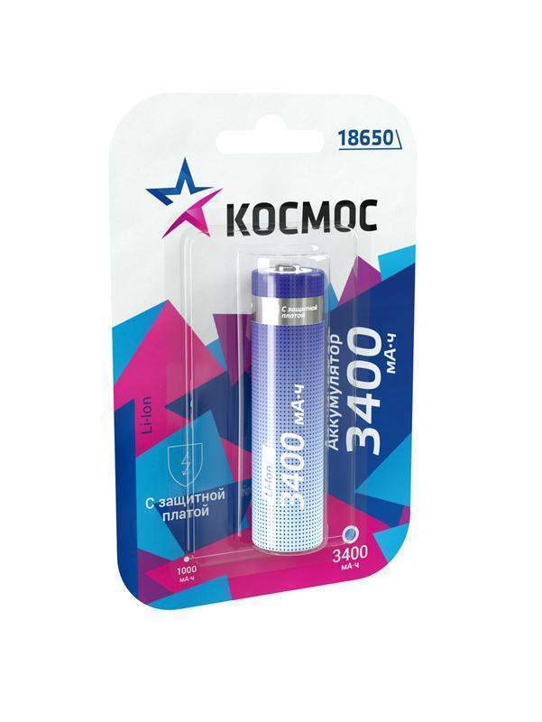 Аккум. 18650 3400мФ.ч с защитой Li-ion Кос18650Li-ion34PBLI  546782 бл.1