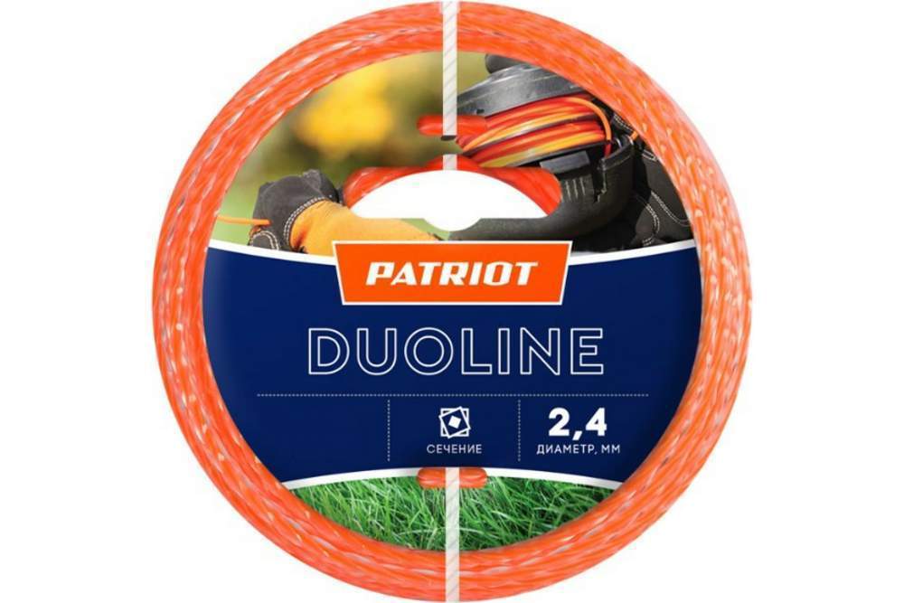 Леска PATRIOT Duoline 2,4ммх15м  скрученый квадрат,двухцветная 805401161