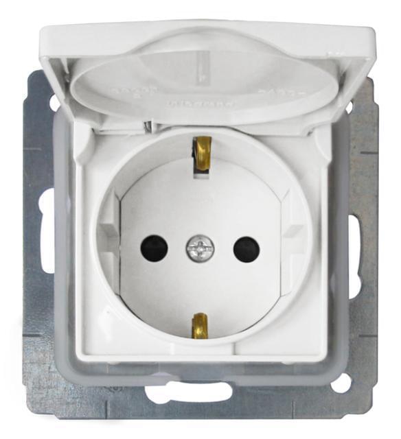 Розетка CARIVA с/з IP44 белая  773645