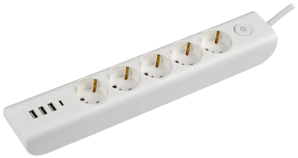 Удлинитель 5х2м с заземл.16А 250В Modern У05В USBх4 пвс 3х1 бел.IEK WYP12-16-05-02-ZKU-K01 1757731