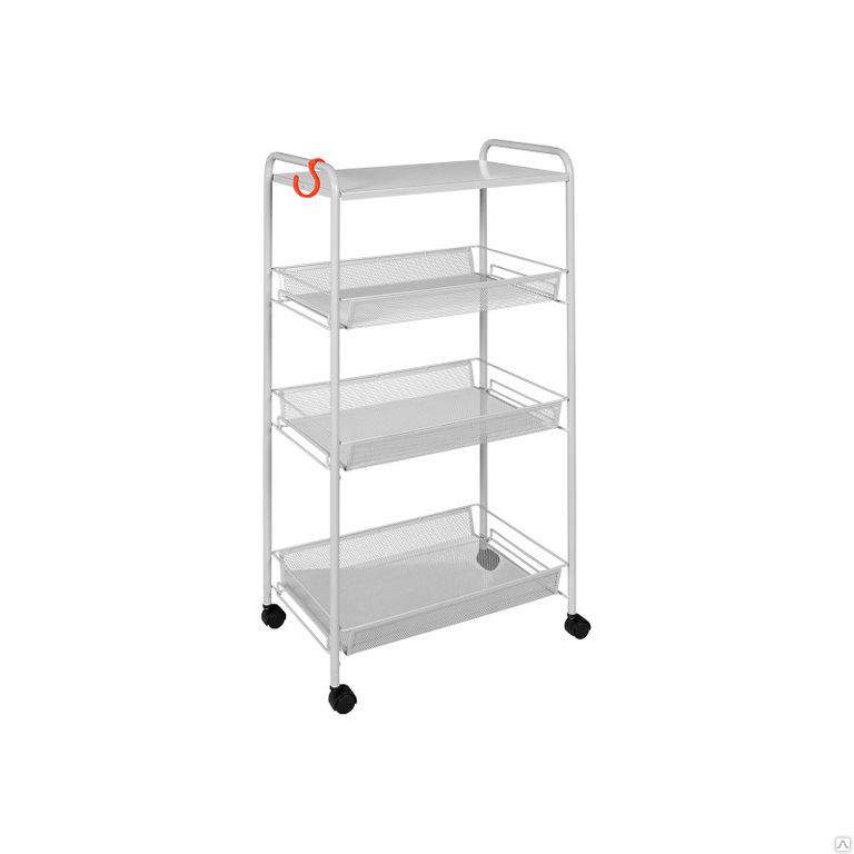 Полка/этаж. д/кухни,ван. СЕРЫЙ 4-х яр. 45х30 h88 на колес. Ладья-34КС  3сетч.корз+1п  Э 357 С