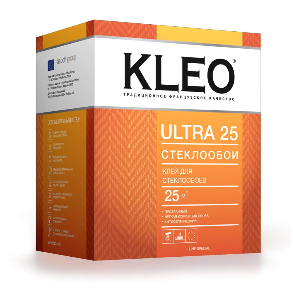 Клей KLEO ULTRA 25 для стеклообоев и флизелин. сыпучий 