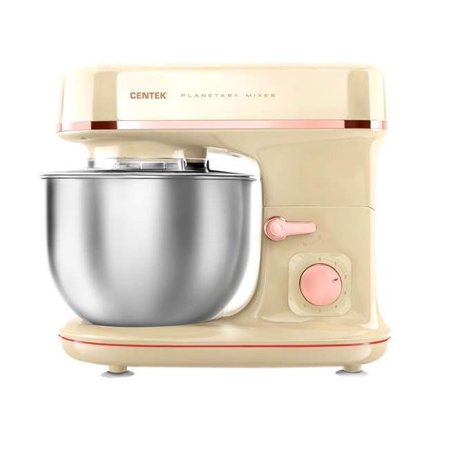 Миксер планетарный Centek CT-1139  бежевый/хром  1300Вт чаша 