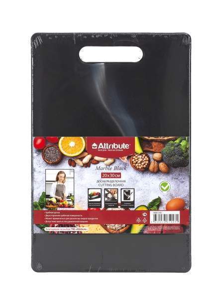 ATTRIBUTE Доска ABX145 Marble Black разделочная 200х300х6мм 