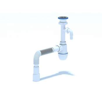 Сифон Ани 1 1/2*40 с отв.ст/м и гиб.трубой 40*40/50   С0315