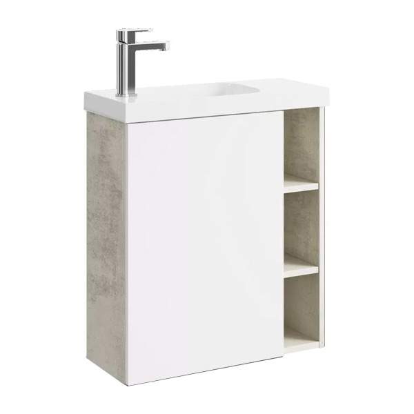 Тумба Alba 60 левая с умыв. Compact Slim 600  ALB0106LLS+ALB0706WM белый матовый