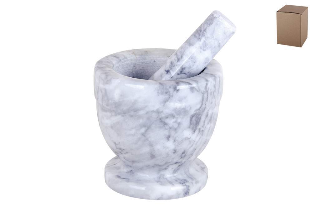 КОРАЛЛ Ступка 172534/5032 с пестиком мрамор серая 11.5*11.5*15см