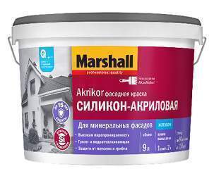 Краска Marshall / Masterline Akrikor фасадная Силикон-Акриловая, BC  9л  5398706