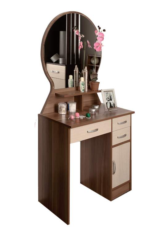 Стол туалетный  Надежда-М 04 (ясень шимо темный/дуб линдберг/зеркало) В165*Ш80*Г39