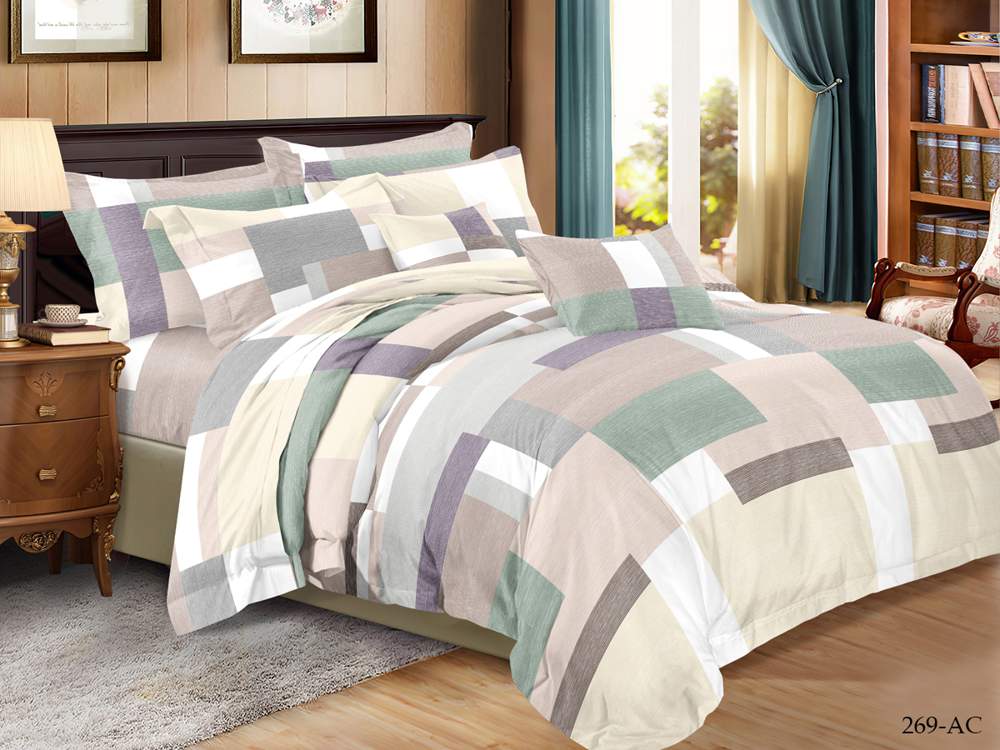 CLEO КПБ полисатин Art Color евро (50*70*2 70*70*2) 20% хлопок/40% вискоза/40% ПЭ 31/269-AC 